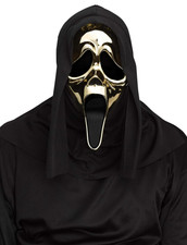 SCREAM Ghost Face Lives Gold Chrome Hood Mask Adult Halloween Costume
