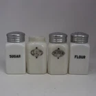 Vintage Hazel Atlas Range Size Salt Pepper Sugar Flour Shakers Heavy Milk Glass