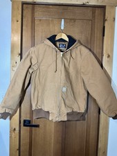 Carhartt J140 BRN Duck Active Jacket USA Brown Hooded Work Coat Mens M