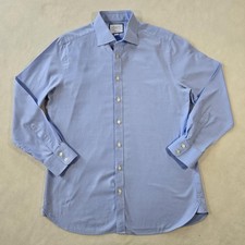 Charles Tyrwhitt Dress Shirt Mens 16.5 34/35 Blue Slim Fit Geometric Egyptian