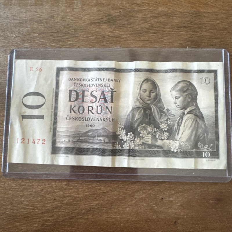 Rare Czechoslovakia 10 Korun Banknote 1960 Arwa Dam Currency Paper Money
