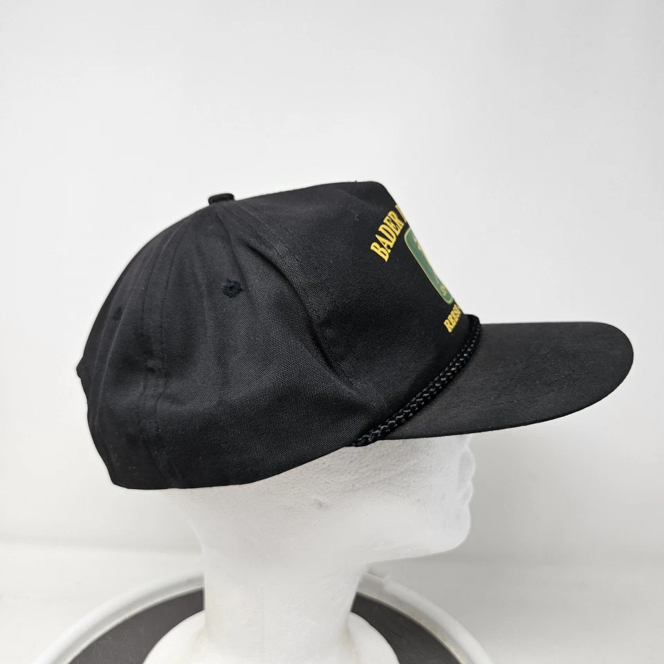 Boné chapéu vintage John Deere Snap Back preto Bader Bros Reese Birch Run masculino anos 90 - Imagem 3 de 4
