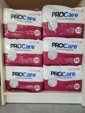 6 Packs 120 TOTAL Procare Protective Underwear Size Medium 34"-36" CRU-512