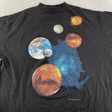 Vintage Planets Solar System Shirt L/XL Space Graphic All Over Print 90s