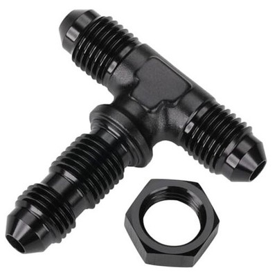 Male Flare Bulkhead on Side Tee T Fitting Adapter with AN4 Nut Aluminum 4AN