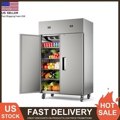 48'' Commercial Fridge Freezer Combo, 2 Door Stainless Steel Fridge Freezer Dents