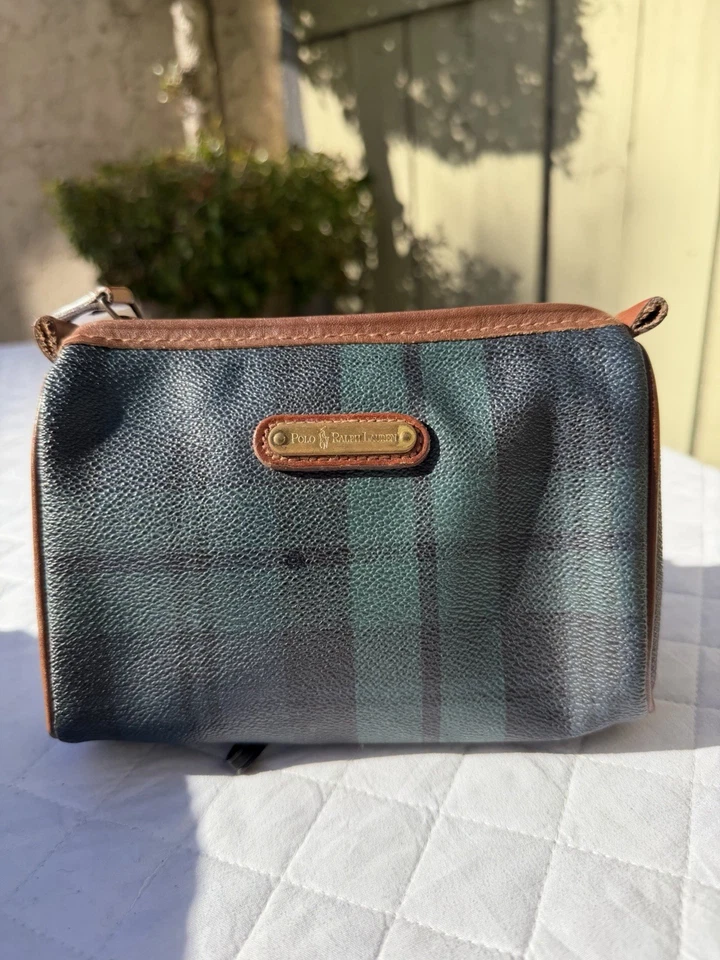 Vintage POLO RALPH LAUREN Tartan Black Watch Small Makeup Case Kit Toiletry Bag - Image 2 of 4