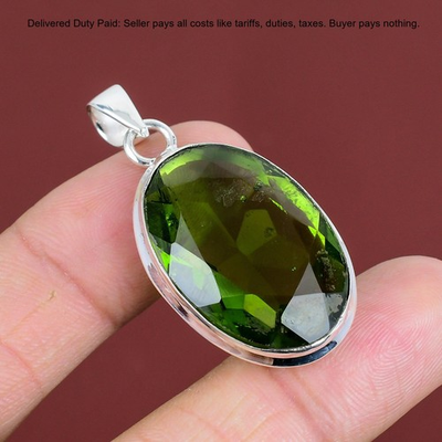 #ad Black Friday Sale Peridot Gemstone August Pendant Jewelry 925 Sterling Silver $33.48