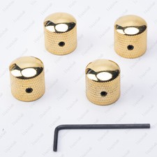 4 Pcs Gold Set Screw Chrome Metal Guitar Dome Knobs for LP SG or Bass Knob
