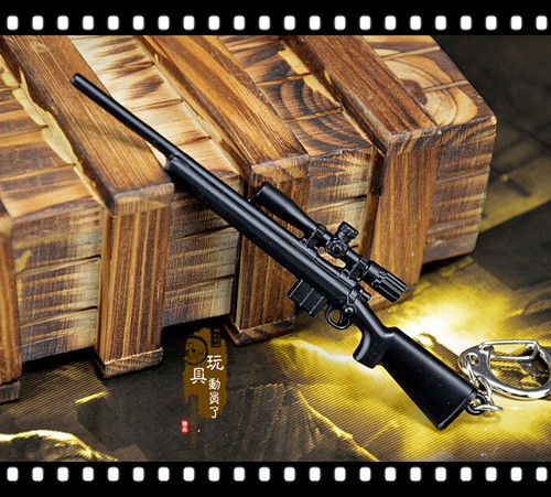 Mini gun model 98k carbine AWP sniper AK47 alloy keychain pendant soldier access - Picture 16 of 47