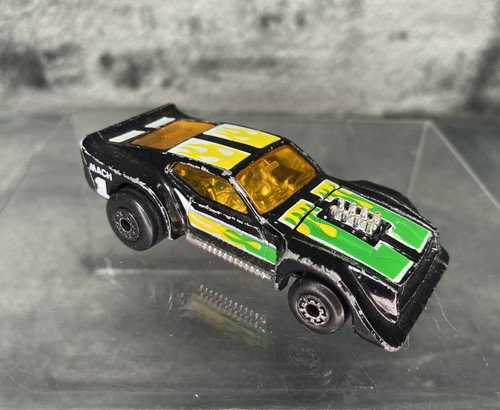 MATCHBOX 1983 IMSA Mustang Black w/ Green Flames Opening Hood 1/64 MADE IN CHINA