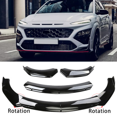 Gloss Black Car Front Bumper Spoiler Lip Splitter Body Kit FOR Hyundai Kona Vels