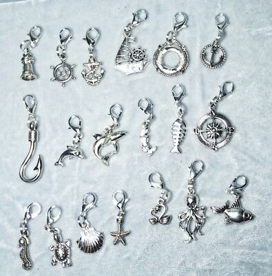 #ad Marine Ocean Nautical Clip Charm Backpack Purse Zip Salt Life STOCKING STUFFER $5.88