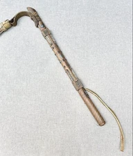 Vintage Antique Russian Caucasian Silver Niello Horse Bull Riding Whip Crop Old