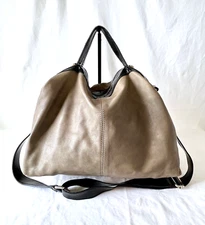 Vintage SPACE Style Concept Italian Leather Shoulder Bag, Gray & Black, EC!