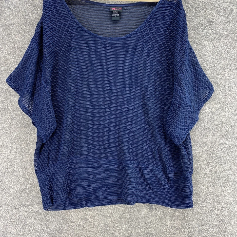 Top Torrid Mujer 2 Azul Crochet Cuello Redondo Manga 3/4 Pullover Nylon Informal Foto 4 de 4