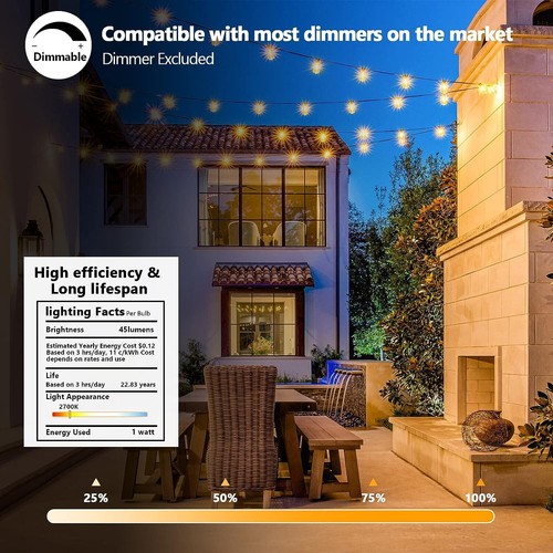 100FT Outdoor String Lights for Patio Waterproof Connectable ST38 LED Light Stri - Picture 19 of 24