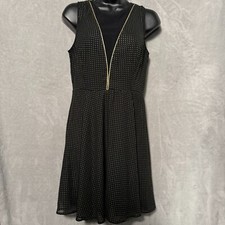 Express Sheath Dress Womens Size 6 Black Rainstone Sleeveless Crew Neck Side Zip