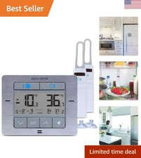 Wireless Fridge and Freezer Thermometer with Alarm - Easy-to-Read LCD Display
