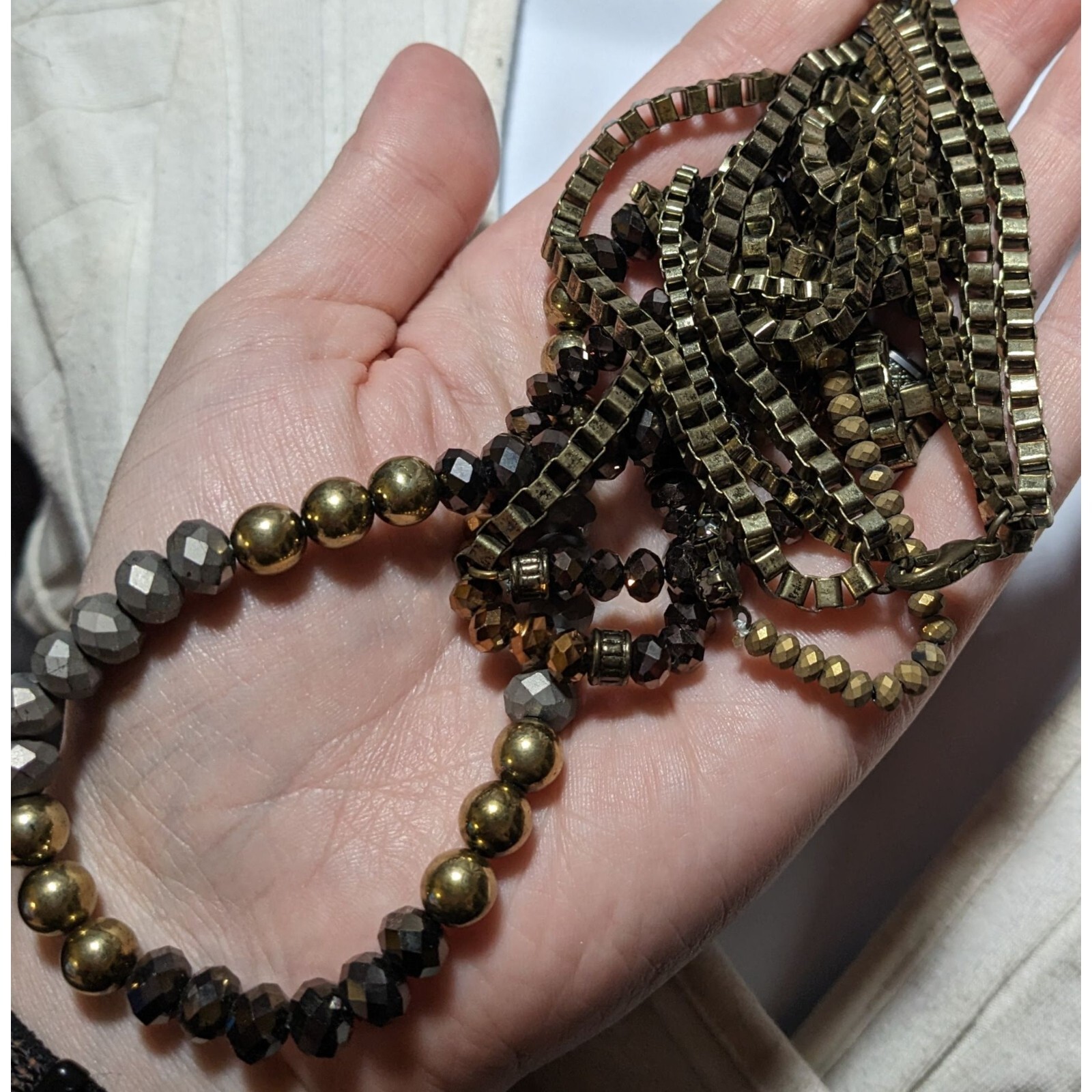 Multilayer Glam Box Link Beaded Statement Necklace - image 11