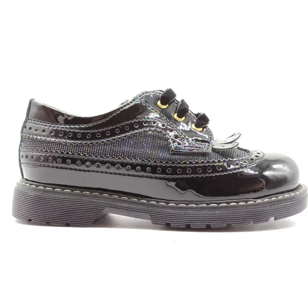 Scarpe da bambina eleganti in pelle nero mocassino invernale bimba