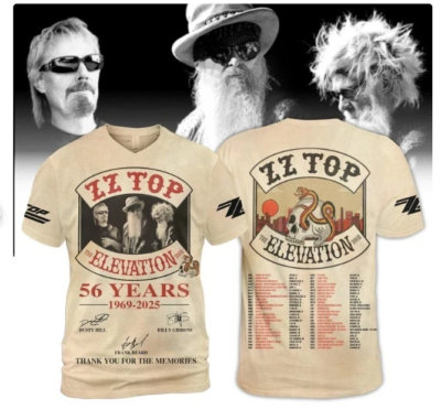 #ad #ad ZZ Top The Elevation Tour 56 Years 1969 2025 3D T Shirt For Men CS425 $28.49