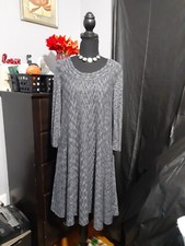 Saturday Sunday Women's Dress Speckled Gray 3/4 Sleeves Boho Cottage Size Medium