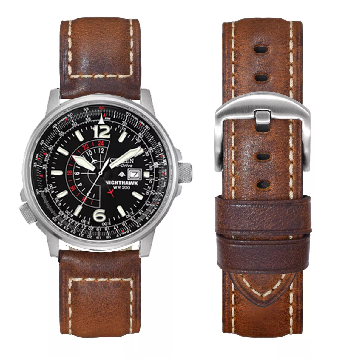 Citizen eco drive shop genuine leather