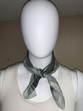 Vintage Scarf square green 20" square Initial M a212