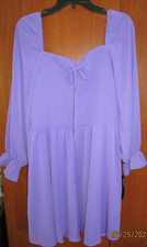Byinns Smocked Purple Dress Sz XXL 100% Terylene & lined Bust Stretched 40 L 36