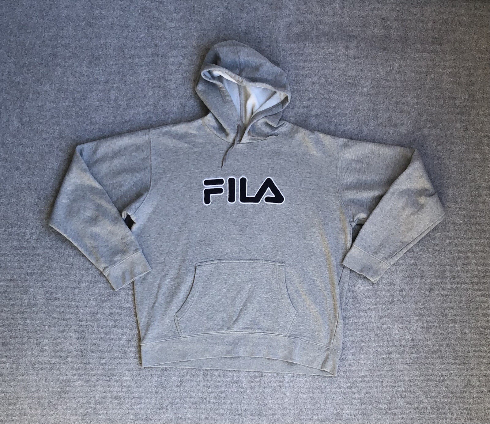 FILA maglione uomo vintage felpa con cappuccio taglia 2XL felpa manica lunga A11606 grigio