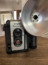 Vintage Argus Super 75 Film Camera Seventy-Five Brown w/Flash Bulb Attachment
