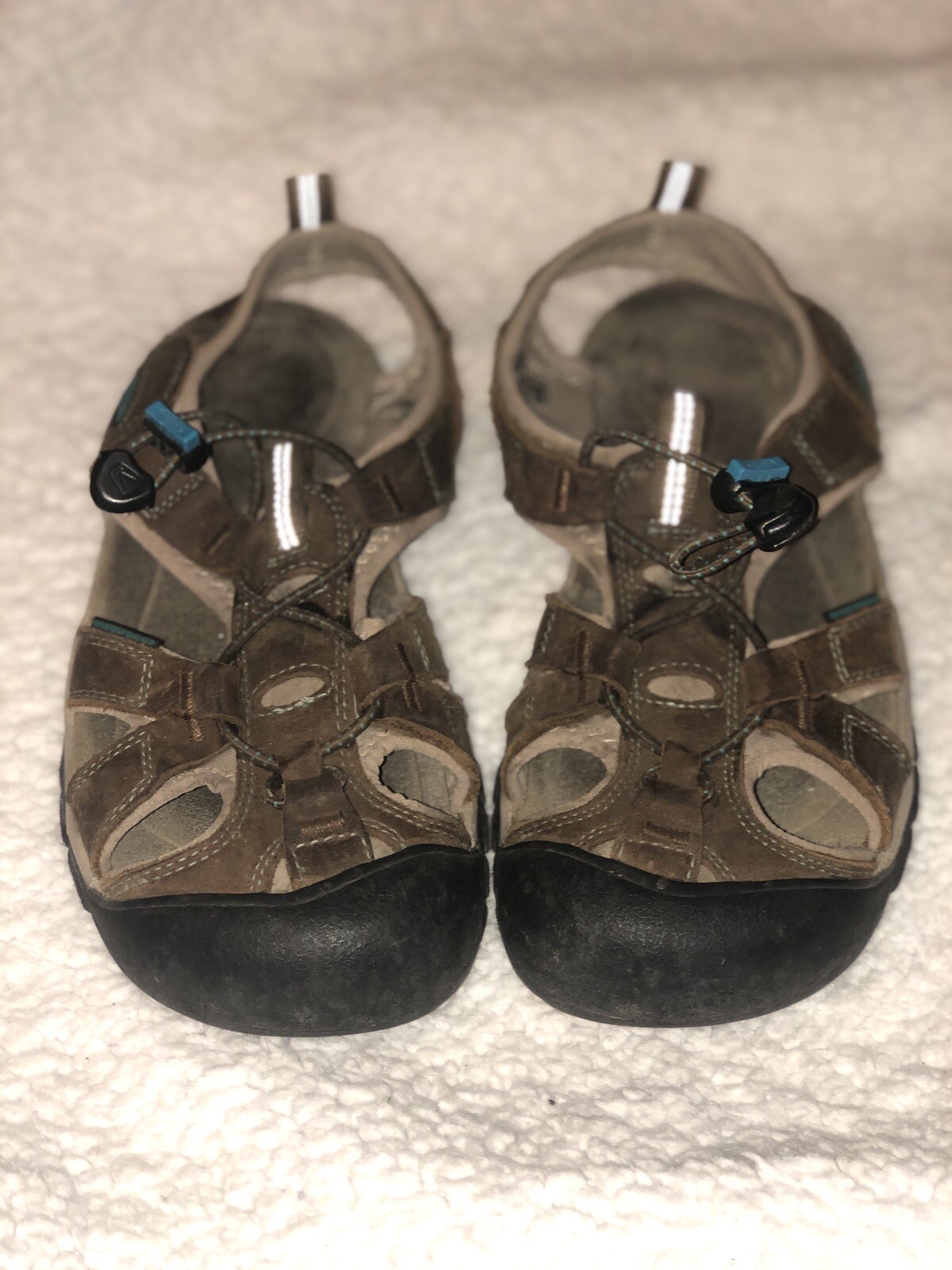 Scarpe sandali da trekking sportivi KEEN donna taglia 7 5 impermeabili in pelle nabuk marrone