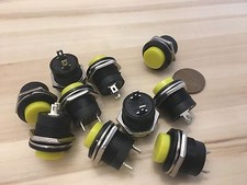 10 Pieces Yellow small N/O Momentary 16mm push button Switch round 12v on off C6