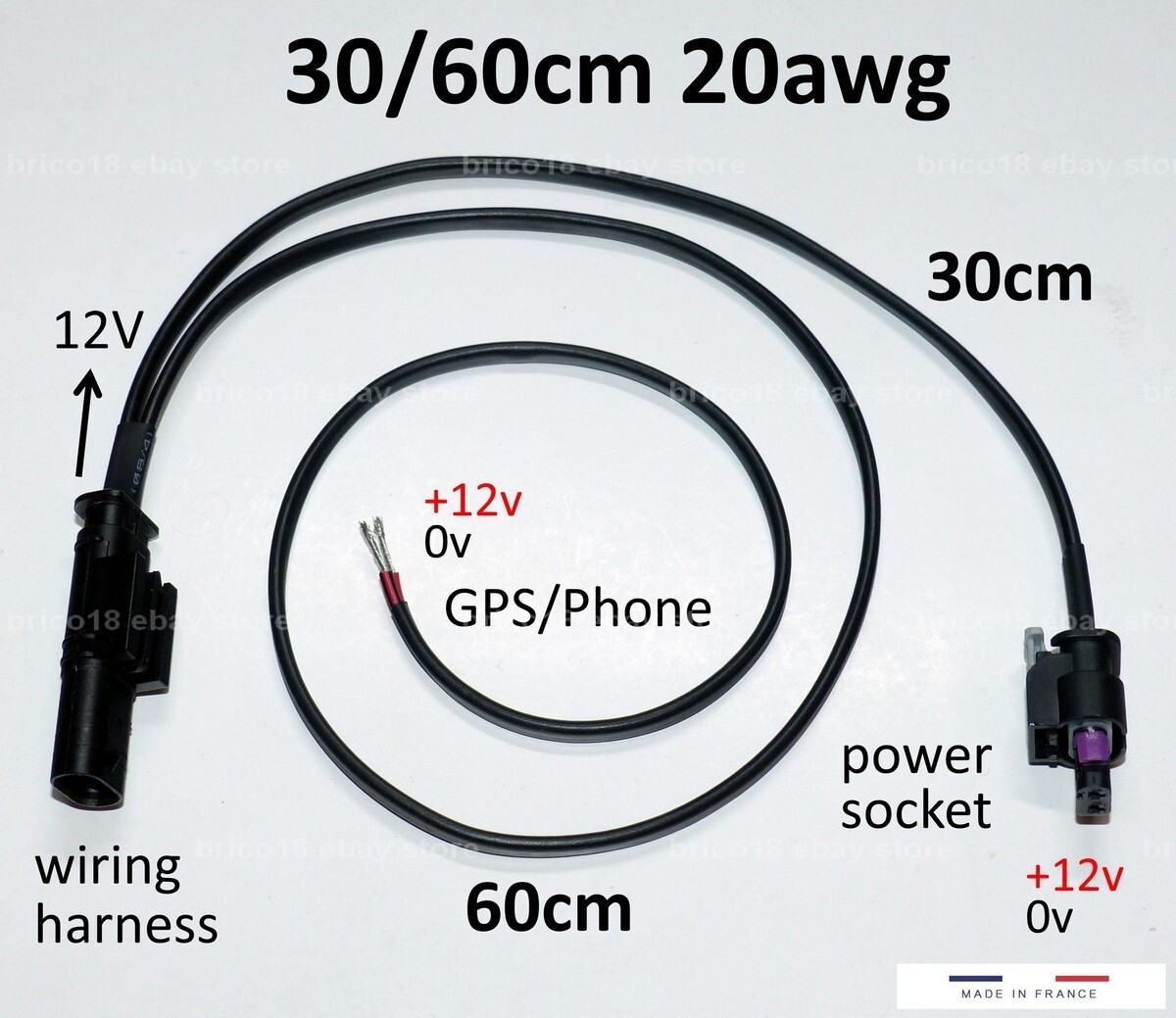 Câble d'alimentation BMW Y 60cm adaptateur de prise 20awg pour moto F750 F850