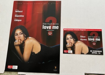 MONICA BELLUCCI MOVIE PROMO Flyer How much do you Love me? and Card! VGC