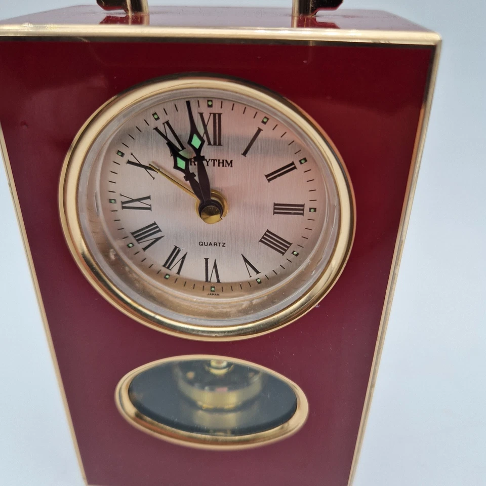 Vintage Rhythm Mantel Clock with Rotating Pendulum - Fully Working - Image 3 of 4