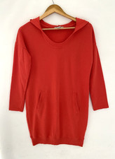GAP Red Pullover Hooded French Terry Sweatshirt Dress Pockets Size S