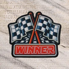 Racing Flag Patch Iron-on Applique Racing Badge, Auto Car Racetrack, Checkered