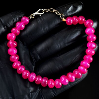 Runde Form tolles rosa Rubin 101,00 kt Perlen Top Armband VK 50 E682