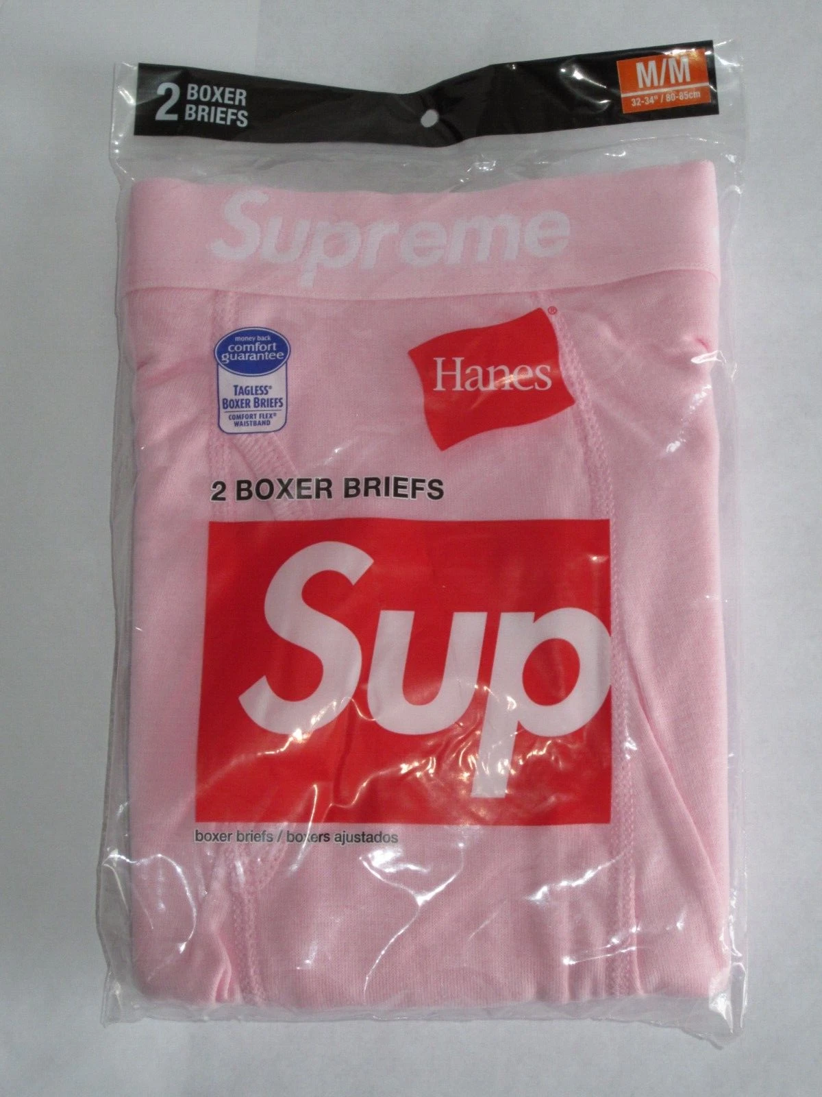 Pack de 2 slips boxer Supreme x Hanes rose homme moyen NEUF ! F/W 2021