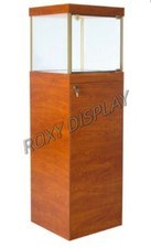 Glass Top Cherry Wood Exhibition Display Case - LED Lights, Storage  Lock