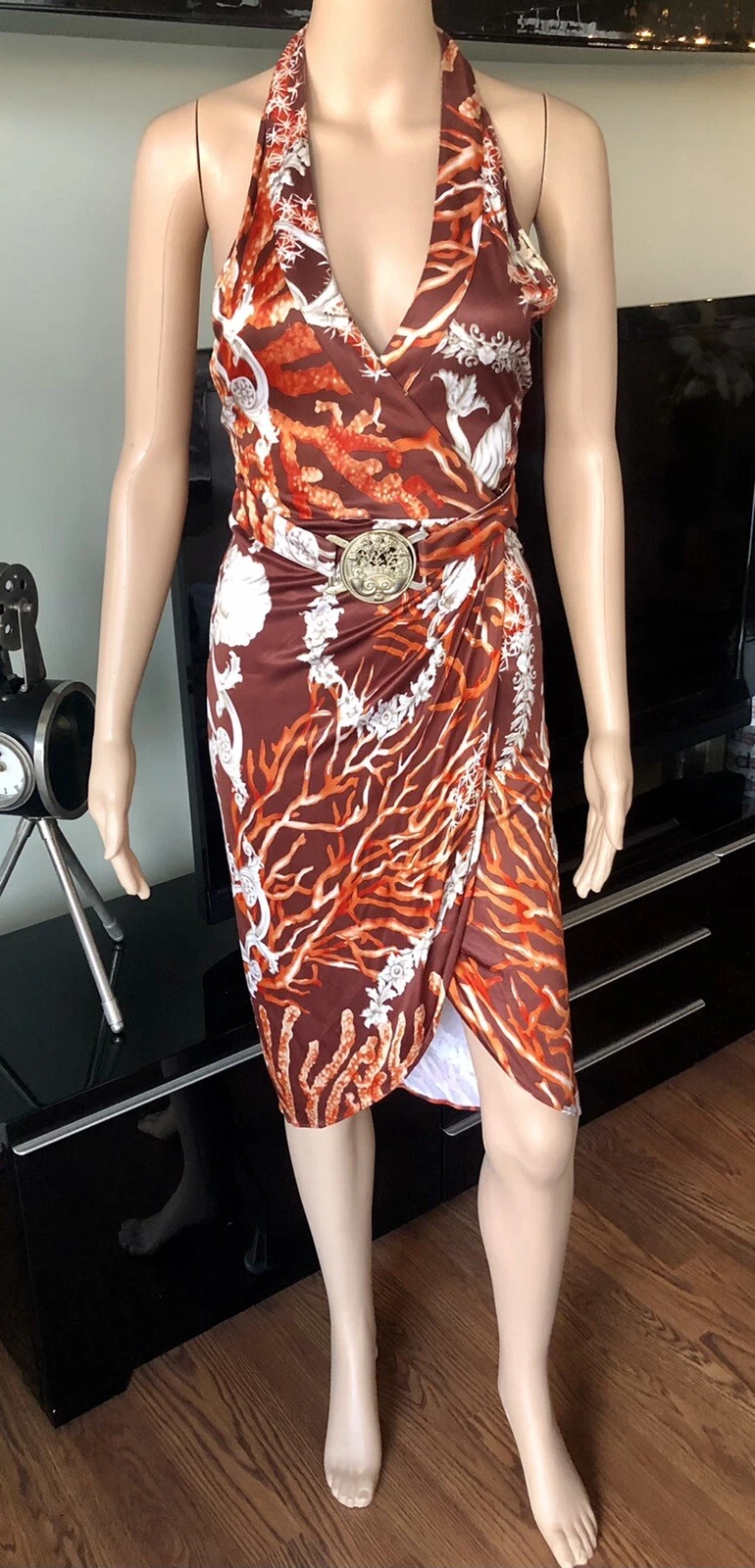 Abito VERSACE S S 2005 passerella sexy tuffo schiena aperta IT 38