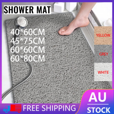 Bathroom Bath Mat Anti Slip Loofah Carpet Shower Rug Water Drains Non ...
