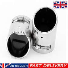 2X Car Steel Chrome Exhaust Universal Rear Tail Muffler Tip Pipe End Trim Dual