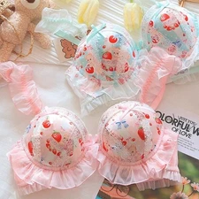 Lolita Girls Cute Panties Bra Sets Underwear Ruffles Briefs Japanese Underpants