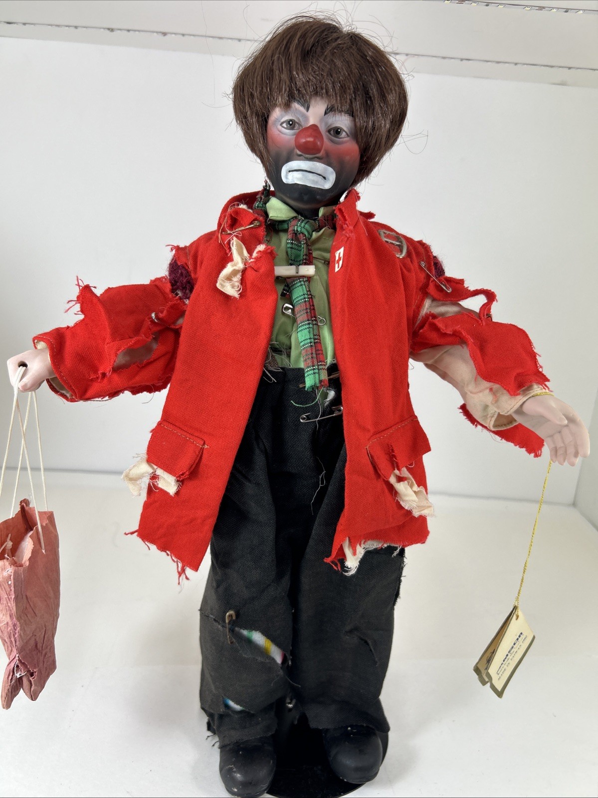 VTG EMMETT KELLY JR WEARY WILLIE CLOWN ARTICULATED DOLL RARE SIMSON Tag 16”