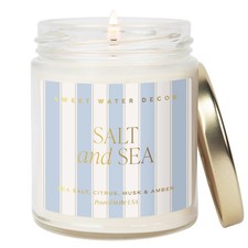 Salt and Sea Patterned Candle   Soy Candles with Sea Salt, Citrus, Musk, Ambe...