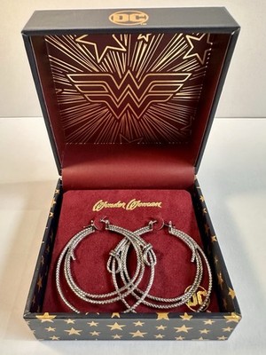 DC x RockLove Wonder Woman Lasso of Truth Hoop Earrings Silver NIB