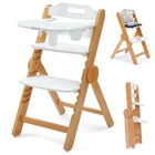 Ezebaby Foldable Wooden High Chair, No-Tools Adjustable Baby High Chair for Todd